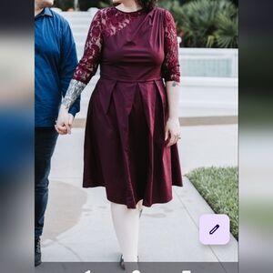 Elegant Burgundy Lace Dress